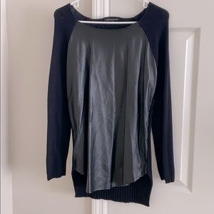 Black faux leather sweater
